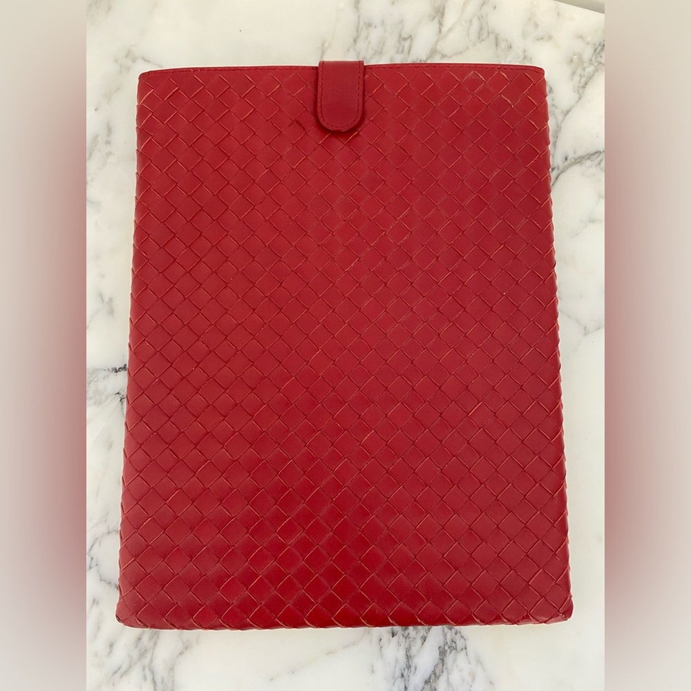 Bottega Veneta Red Woven Intrecciato Leather iPad Tablet Case Italy